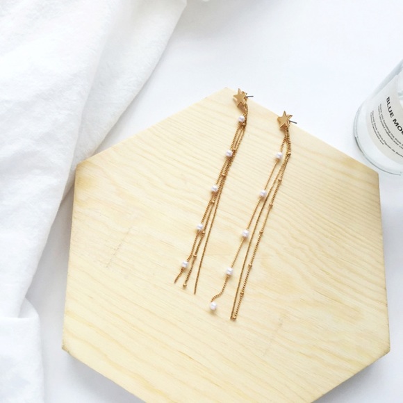 Shooting Star Pearls Start Drop Earrings - Picture 3 of 11